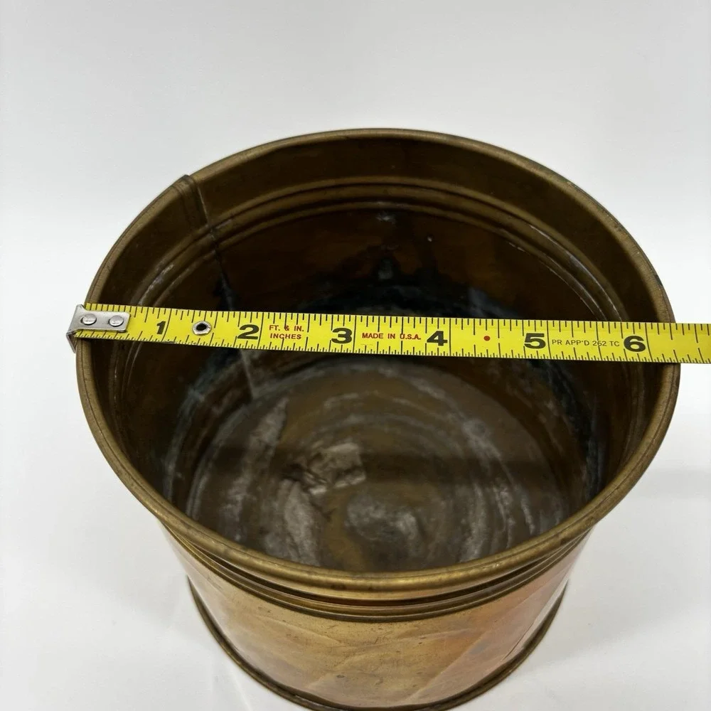 Vintage Brass Container Planter Plant Pot Flower Patina 6.5